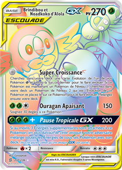 Carte Pokémon Secrète Rainbow GX Brindibou Noadkoko d’Alola GX 237/236 de la série Harmonie des Esprits