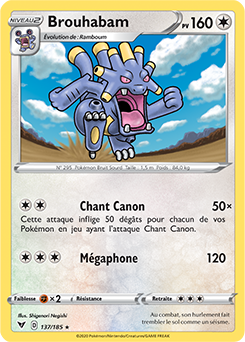 Carte Pokémon Rare Brouhabam 137/185 de la série Voltage Éclatant