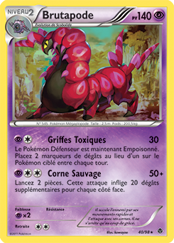 Carte Pokémon Rare Brutapode 40/98 de la série Pouvoirs Émergents
