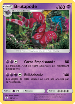 Carte Pokémon Rare Brutapode 58/147 de la série Ombres Ardentes