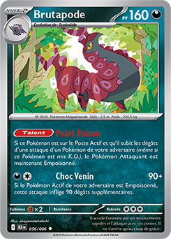 Carte Pokémon Peu commune Brutapode 56/86 de la série Foudre Noire
