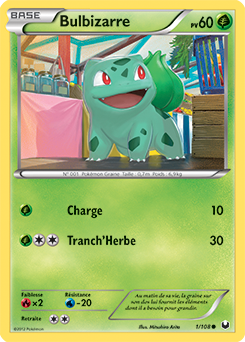 Carte Pokémon Commune Bulbizarre 1/108 de la série Explorateurs Obscurs