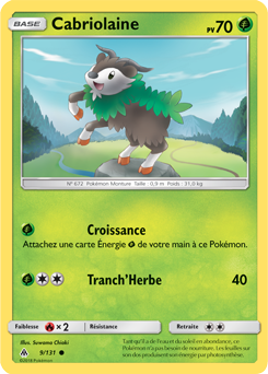 Carte Pokémon Commune Cabriolaine 9/131 de la série Lumière Interdite