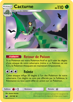 Carte Pokémon Peu commune Cacturne 20/168 de la série Tempête Céleste