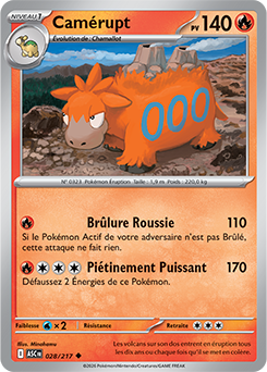 Carte Pokémon Camérupt 28/217 de la série Héros Transcendants en vente au meilleur prix