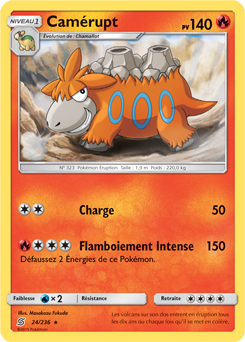 Carte Pokémon Rare Camérupt 24/236 de la série Harmonie des Esprits