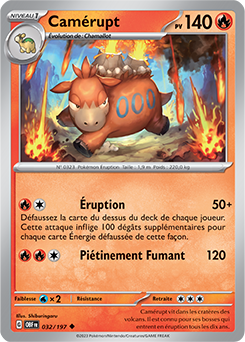 Carte Pokémon Camérupt 32/197 de la série Flammes Obsidiennes en vente au meilleur prix