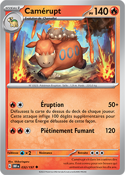 Carte Pokémon Peu commune Camérupt 32/197 de la série Flammes Obsidiennes