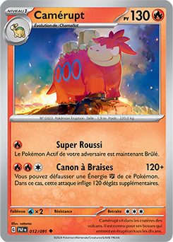 Carte Pokémon Camérupt 12/91 de la série Destinées de Paldea en vente au meilleur prix