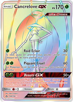 Carte Pokémon Cancrelove GX 158/156 de la série Ultra Prisme en vente au meilleur prix