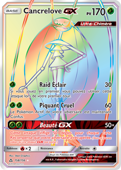 Carte Pokémon Secrète Rainbow GX Cancrelove GX 158/156 de la série Ultra Prisme