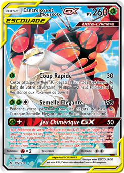 Carte Pokémon Pokémon Full Art Cancrelove Mouscoto GX 192/214 de la série Alliance Infallible
