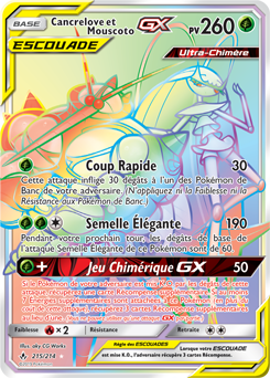 Carte Pokémon Secrète Rainbow GX Cancrelove Mouscoto GX 215/214 de la série Alliance Infallible