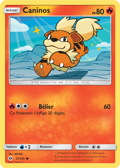 Carte Pokémon Commune Caninos 21/149 de la série Soleil & Lune