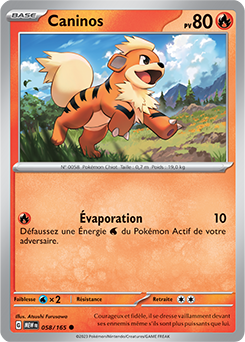 Carte Pokémon Caninos 58/165 de la série 151 en vente au meilleur prix