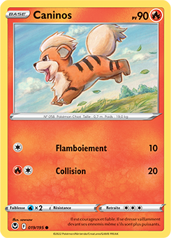 Carte Pokémon Communes Caninos 019/195 de la série Tempête Argentée