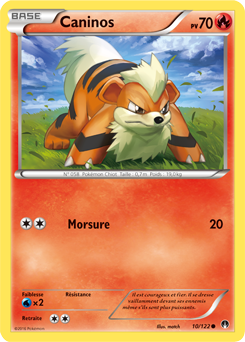 Carte Pokémon Commune Caninos 10/122 de la série Rupture Turbo