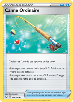 Carte Pokémon Peu commune Canne Ordinaire 171/202 de la série Épée et Bouclier