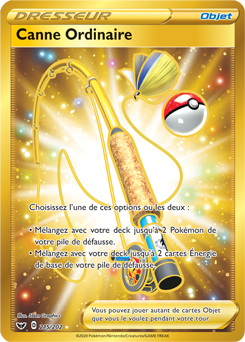 Carte Pokémon Objet Gold EB Canne Ordinaire 215/202 de la série Épée et Bouclier