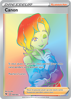 Carte Pokémon Secrète Rainbow Dresseur Canon 194/185 de la série Voltage Éclatant