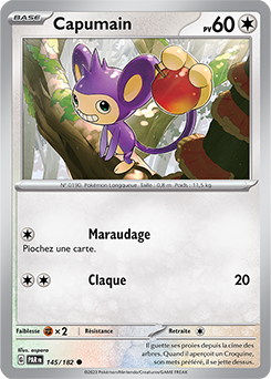 Carte Pokémon Communes Capumain 145/182 de la série Faille Paradoxe