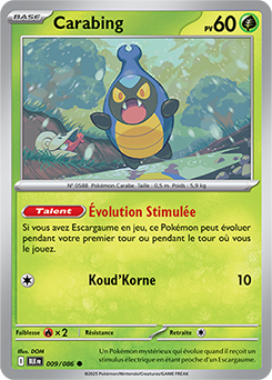Carte Pokémon Communes Carabing 9/86 de la série Foudre Noire