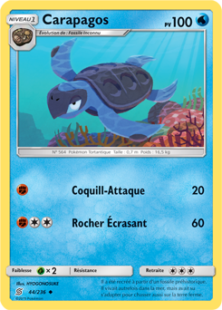 Carte Pokémon Peu commune Carapagos 44/236 de la série Harmonie des Esprits