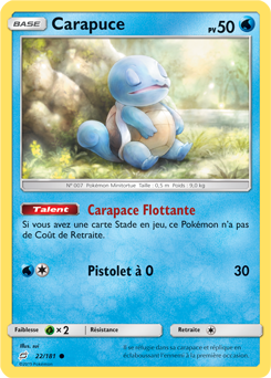 Carte Pokémon Commune Carapuce 22/181 de la série Duo de Choc