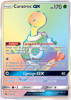 Carte Pokémon Secrète Rainbow GX Caratroc GX 215/214 de la série Tonnerre Perdu