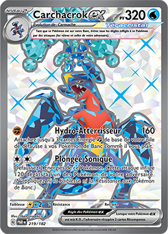 Carte Pokémon Ultra rare Carchacrok ex 219/182 de la série Faille Paradoxe