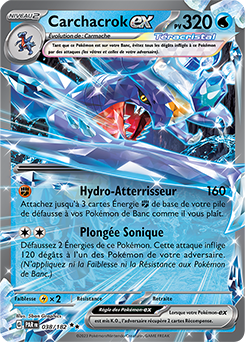 Carte Pokémon Double rare Carchacrok ex 38/182 de la série Faille Paradoxe