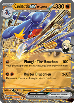 Carte Pokémon Carchacrok ex de Cynthia 111/217 de la série Héros Transcendants en vente au meilleur prix