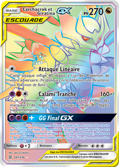 Carte Pokémon Secrète Rainbow GX Carchacrok Giratina GX 247/236 de la série Harmonie des Esprits