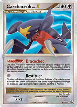 Carte Pokémon Carchacrok NIV.X 97/100 de la série Aube Majestueuse en vente au meilleur prix