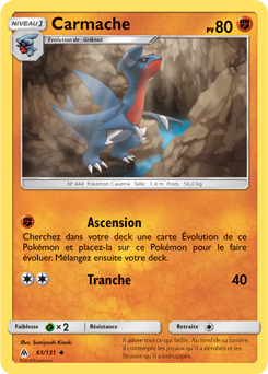 Carte Pokémon Peu commune Carmache 61/131 de la série Lumière Interdite
