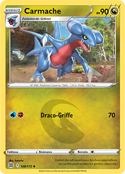 Carte Pokémon Peu commune Carmache 108/172 de la série Stars Étincelantes