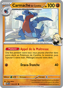 Carte Pokémon Peu commune Carmache de Cynthia 110/217 de la série Héros Transcendants