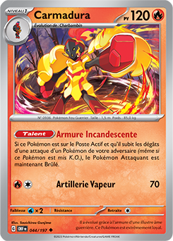 Carte Pokémon Peu commune Carmadura 44/197 de la série Flammes Obsidiennes