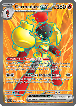 Carte Pokémon Ultra rare Carmadura ex 218/182 de la série Faille Paradoxe