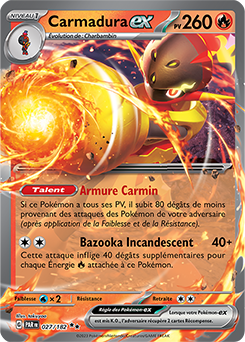 Carte Pokémon Double rare Carmadura ex 27/182 de la série Faille Paradoxe