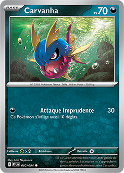 Carte Pokémon Communes Carvanha 60/94 de la série Flammes Fantasmagoriques