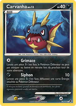 Carte Pokémon Carvanha 58/111 de la série Rivaux Émergents en vente au meilleur prix