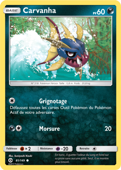 Carte Pokémon Carvanha 81/149 de la série Soleil & Lune en vente au meilleur prix