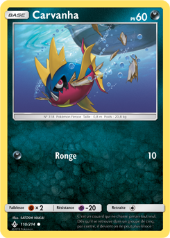 Carte Pokémon Commune Carvanha 110/214 de la série Alliance Infallible