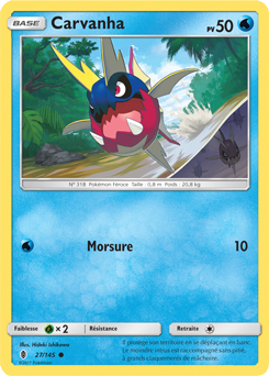 Carte Pokémon Commune Carvanha 27/145 de la série Gardiens Ascendants