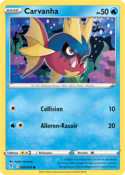 Carte Pokémon Carvanha 35/203 de la série Évolution Céleste en vente au meilleur prix