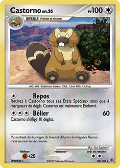 Carte Pokémon Rare Castorno 20/130 de la série Diamant & Perle
