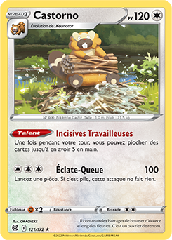 Carte Pokémon Holographique rare Castorno 121/172 de la série Stars Étincelantes