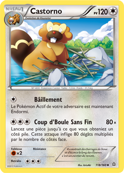Carte Pokémon Peu commune Castorno 118/160 de la série Primo Choc