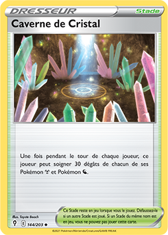 Carte Pokémon Peu commune Caverne de Cristal 144/203 de la série Évolution Céleste